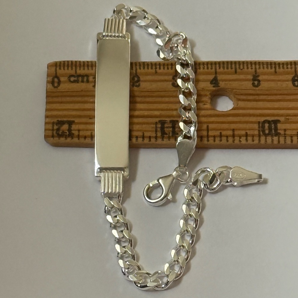 925 Silver 8.25” bracelet Id plate name bar cuban link links chain 8.25 inches